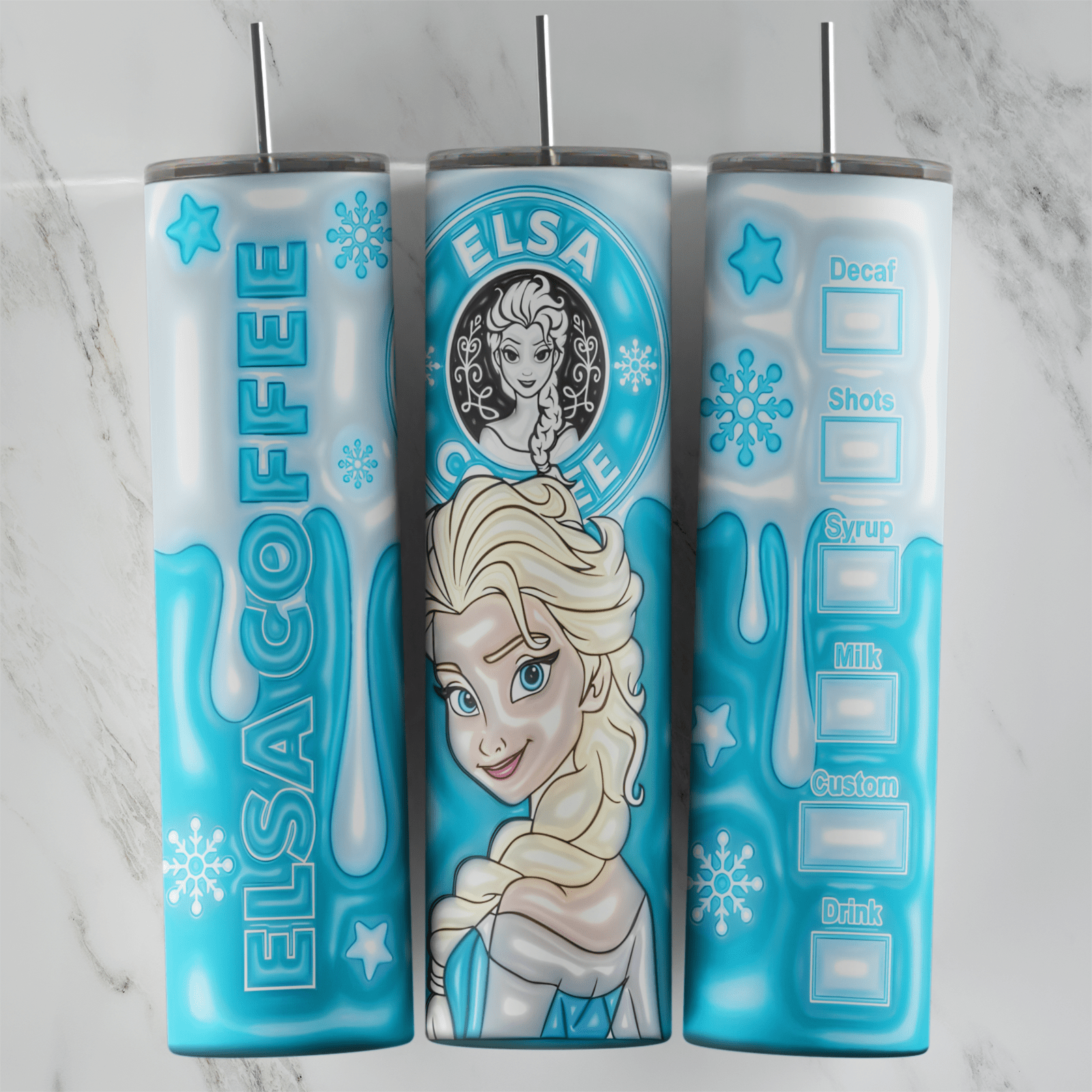 20 Oz 3D Inflated Frozen Tumbler Cup Design
