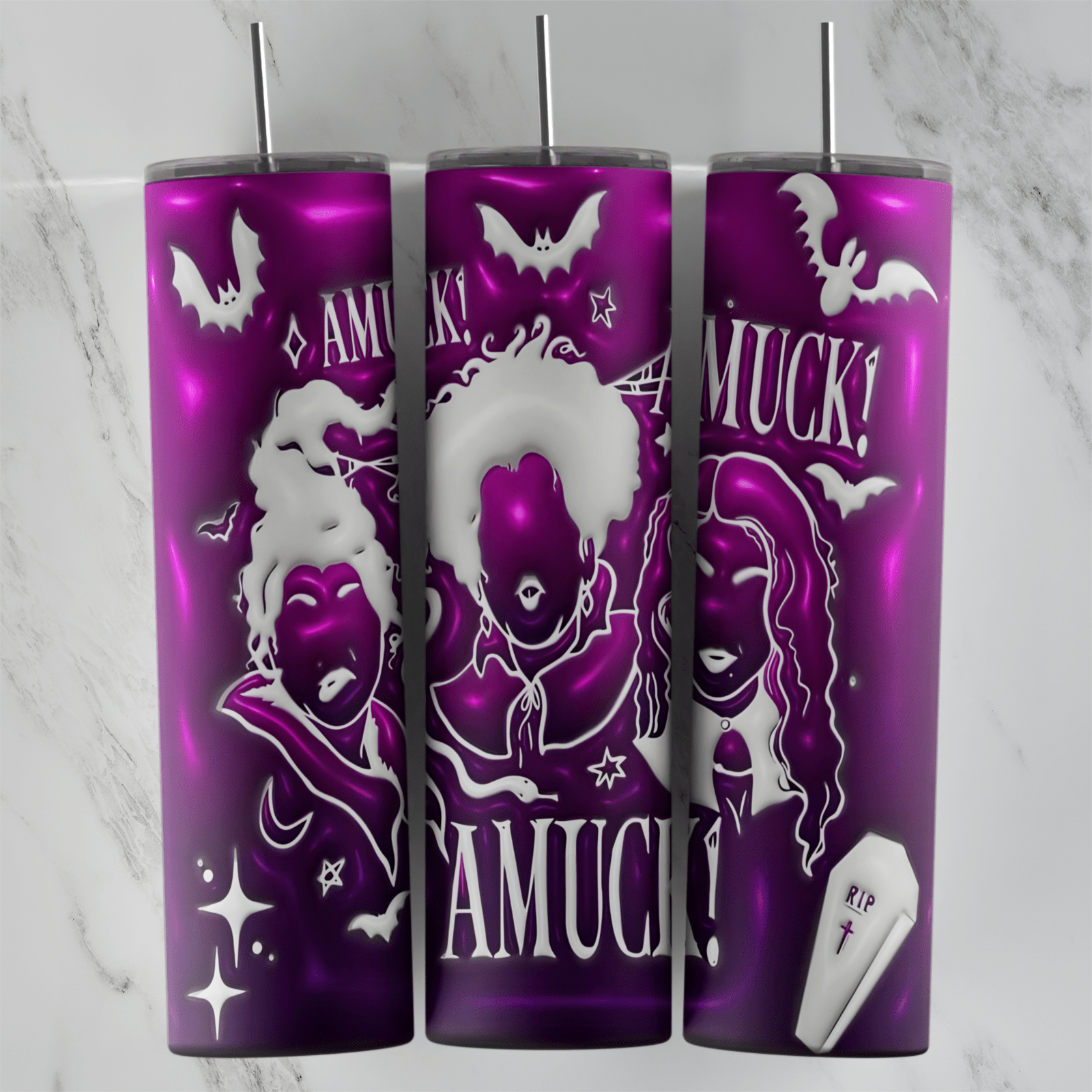 20 Oz 3D Inflated Hocus Pocus Tumbler Cup Design