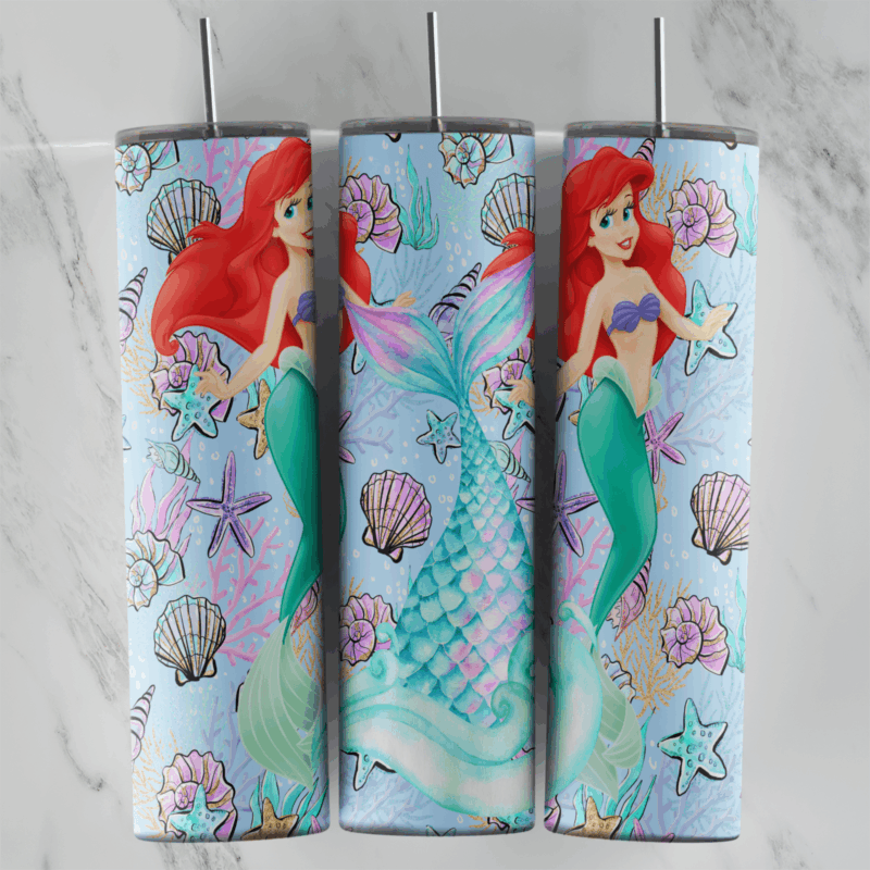 20 Oz Little Mermaid Tumbler Cup Design