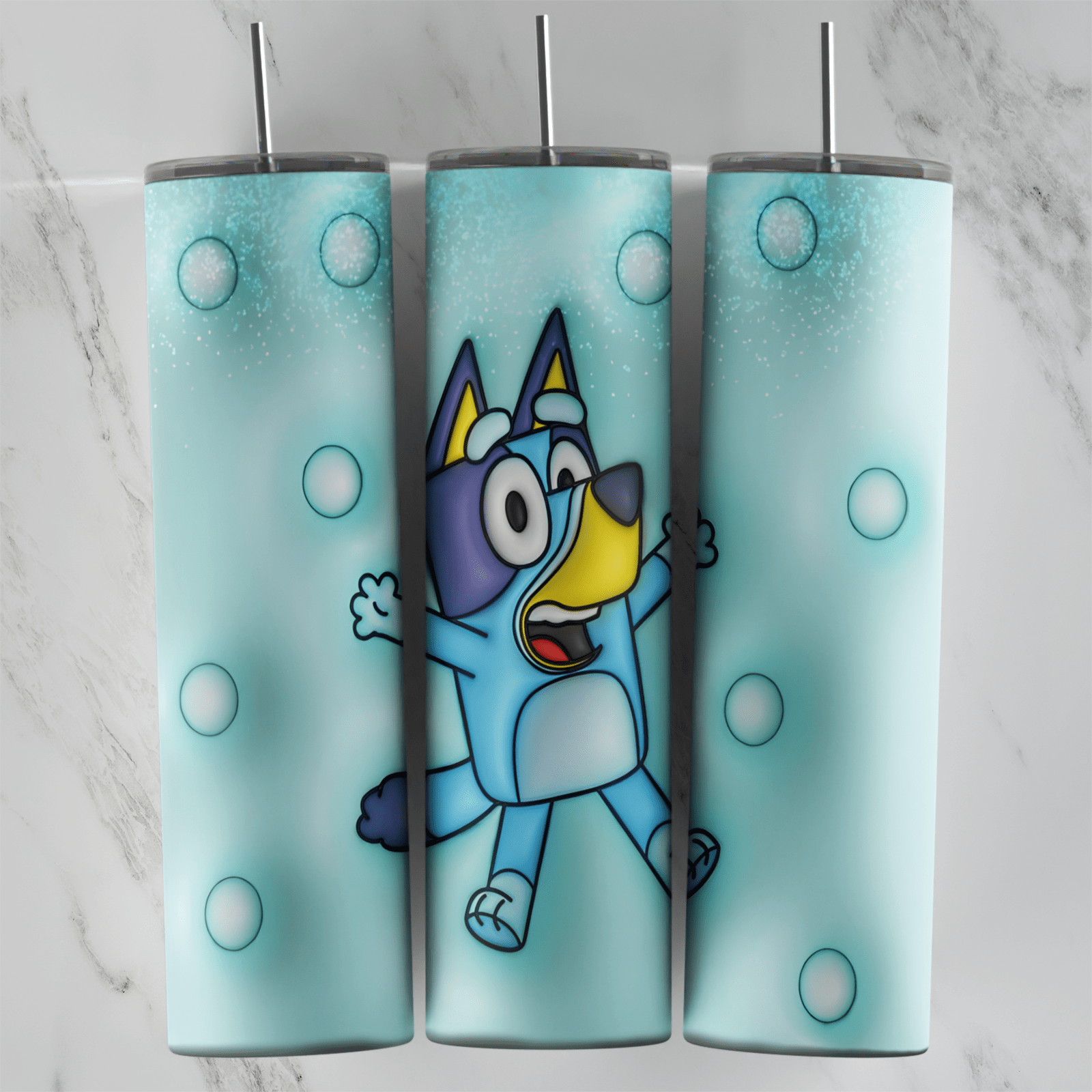 20 Oz 3D Inflated Bluey Tumbler Cup Design