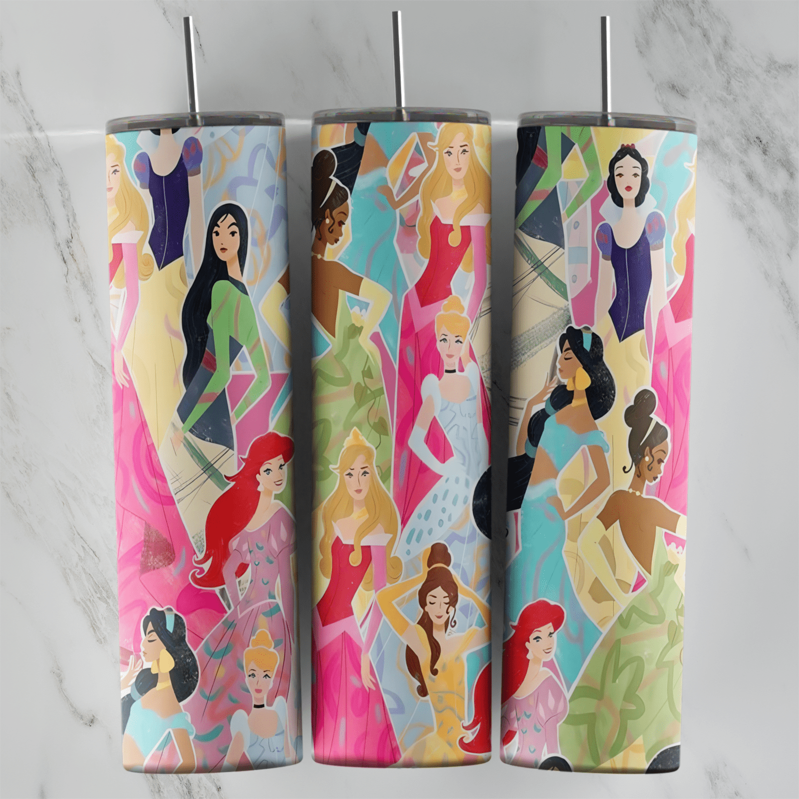20 Oz Princess Princess Collage Tumbler Cup Design
