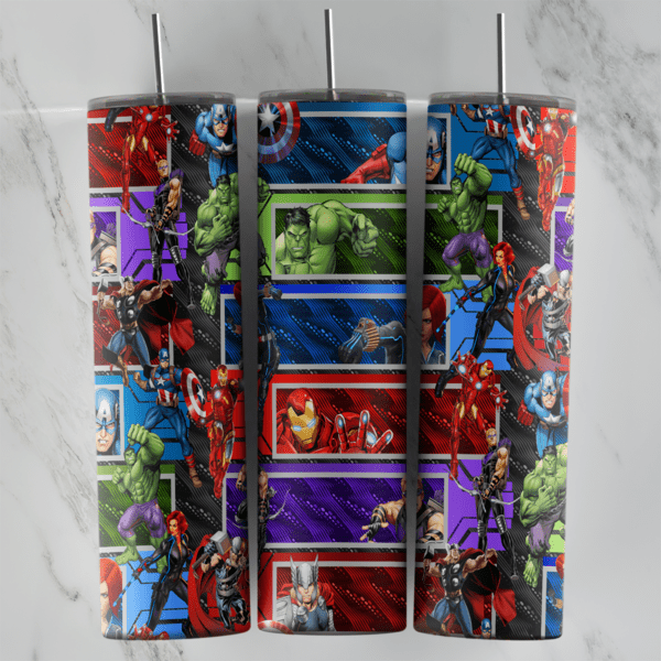20 Oz Avengers Comic Panels Tumbler Cup Design