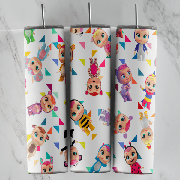 20 Oz Boss Baby White Confetti Baby Dolls Tumbler Cup Design