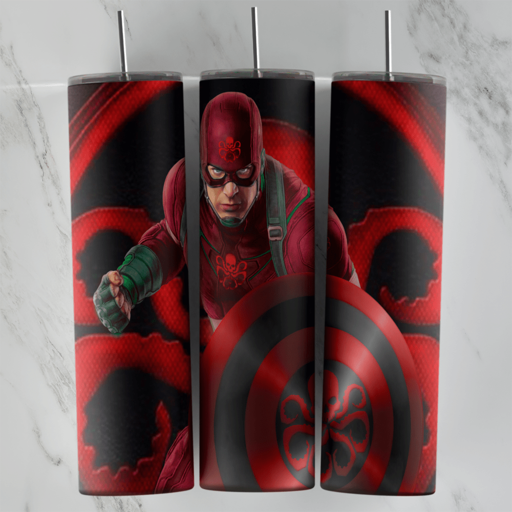 20 Oz Captain America Red and Black Hydra Tumbler Cup Design
