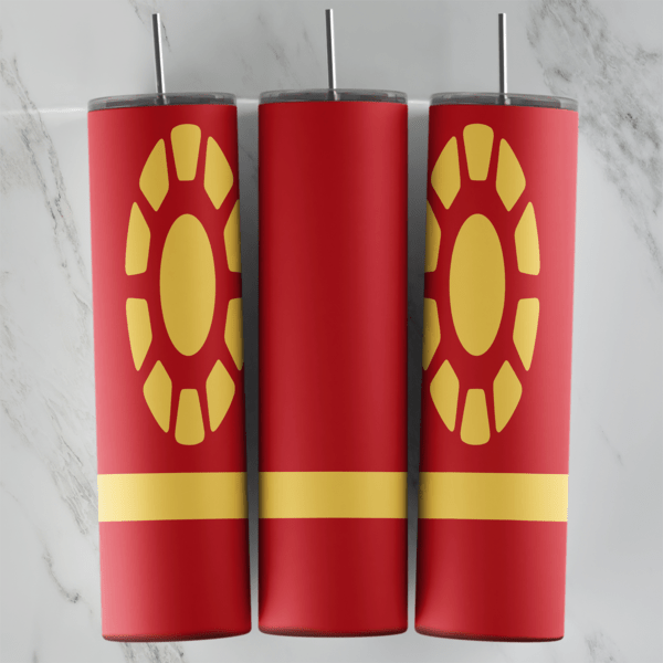 20 Oz Iron Man Red and Gold Stripes Tumbler Cup Design