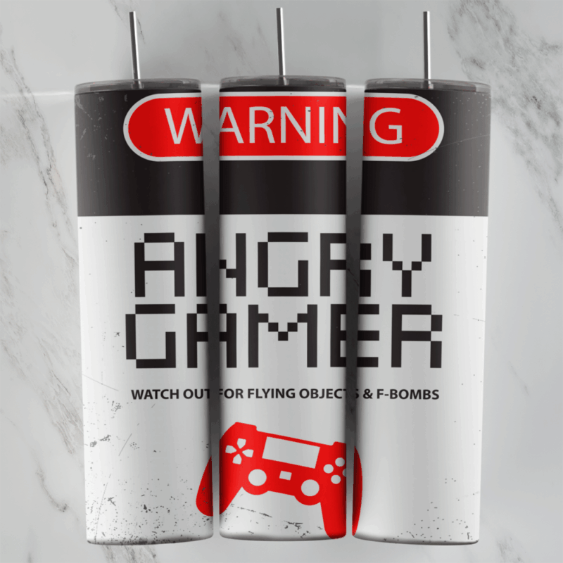 Angry Gamer 20 oz tumbler sublimation wrap