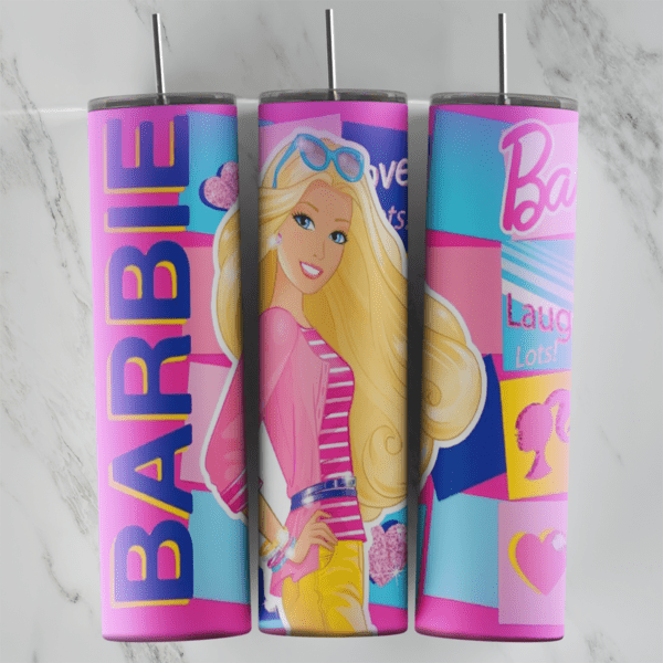 20 Oz Barbie Retro Color Blocks Tumbler Cup Design