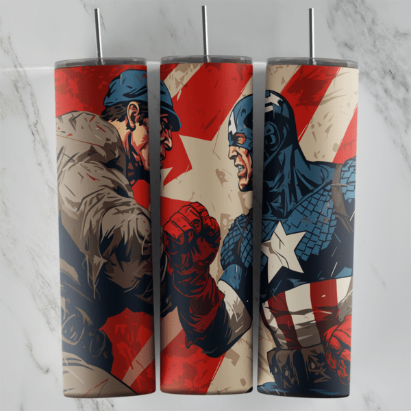 20 Oz Captain America Vintage Punch Scene Tumbler Cup Design