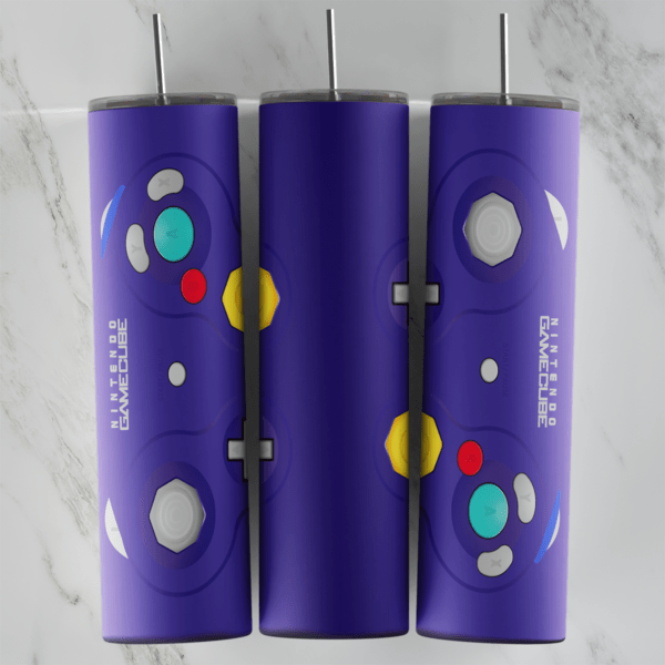 20 Oz Retro Purple Game Controller Tumbler Cup Design