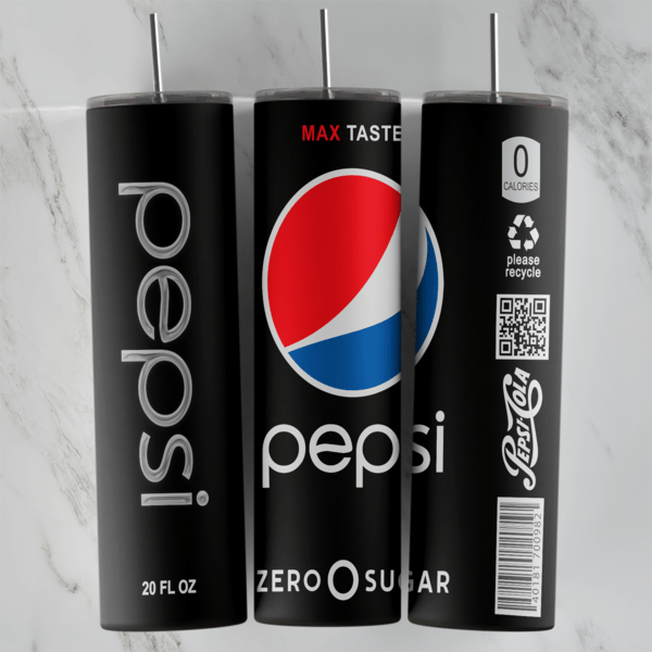 20 Oz Pepsi Zero Sugar Black Can Tumbler Cup Design