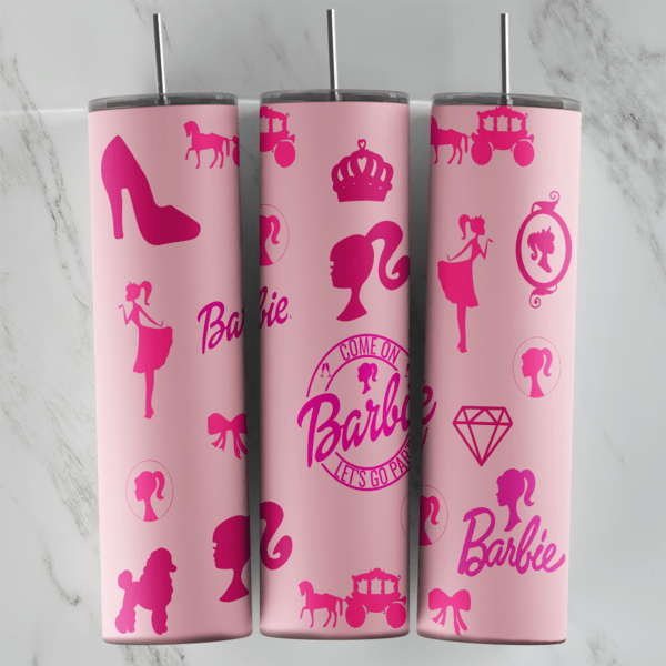 20 Oz Barbie Icons and Party Badge Tumbler Cup Design
