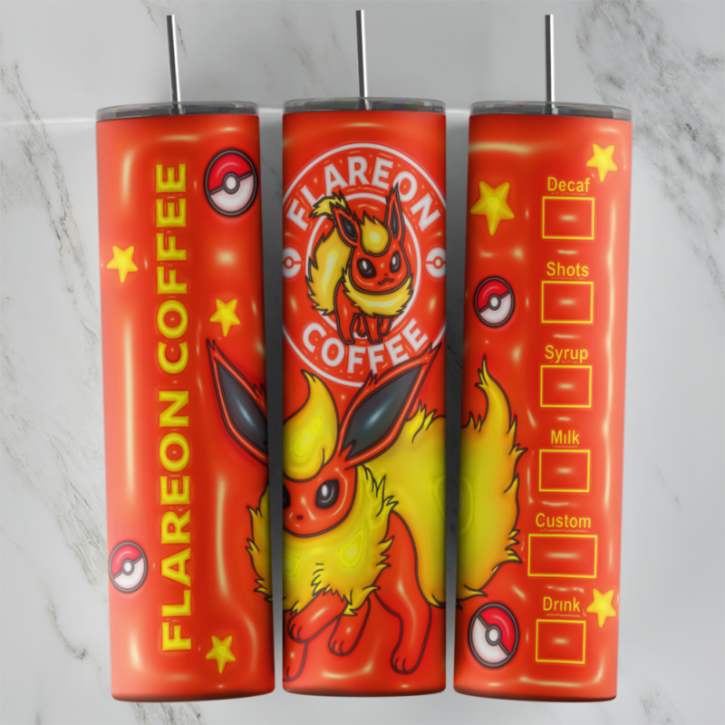 3D Flareon 20 oz tumbler sublimation wrap
