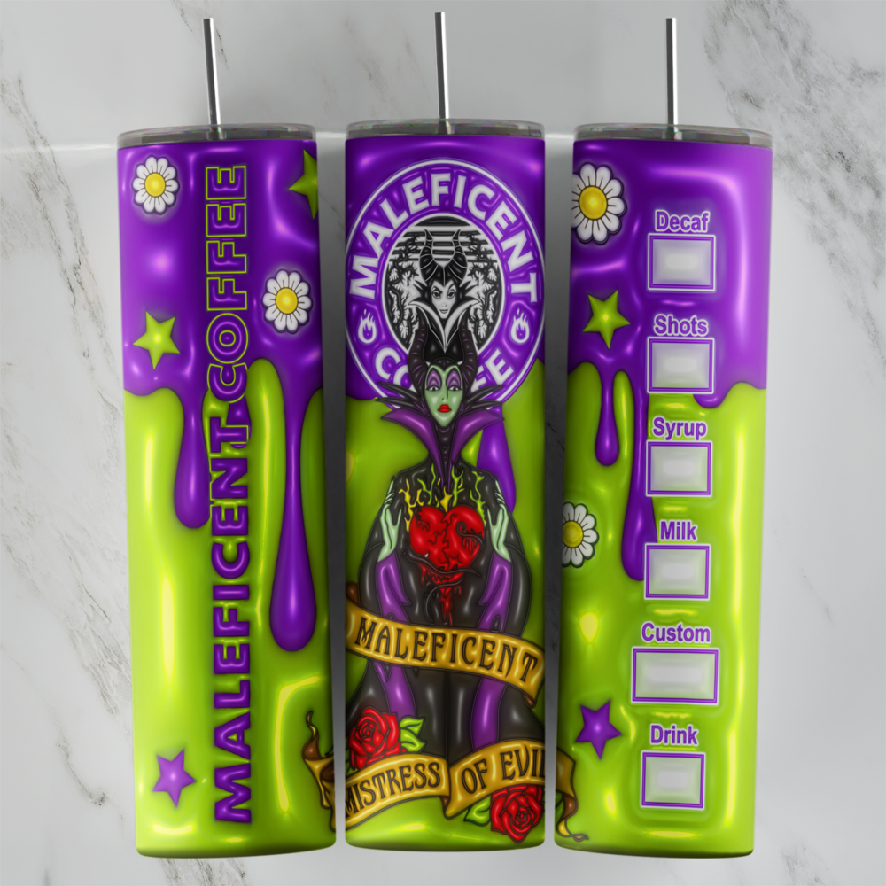 20 Oz 3D Maleficent Tumbler Cup Design