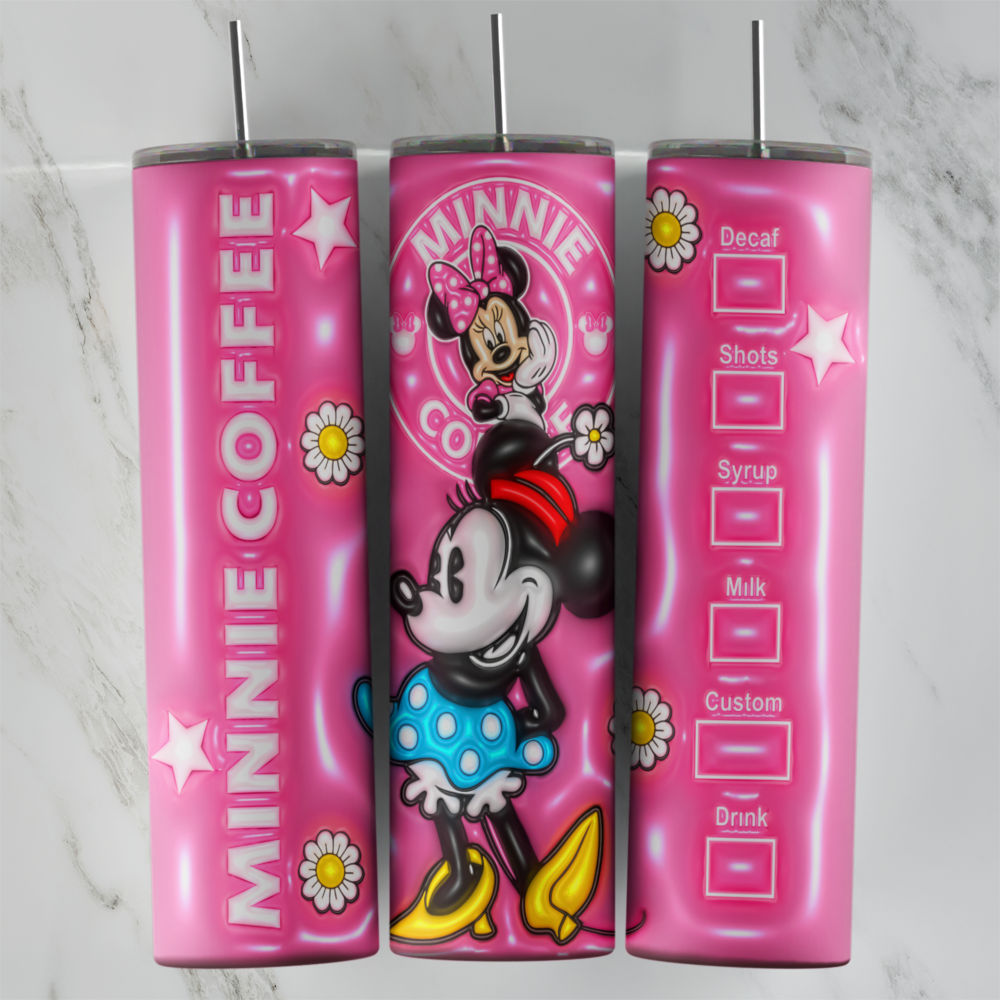 20 Oz 3D Minnie Pink Coffee Tumbler Cup Design