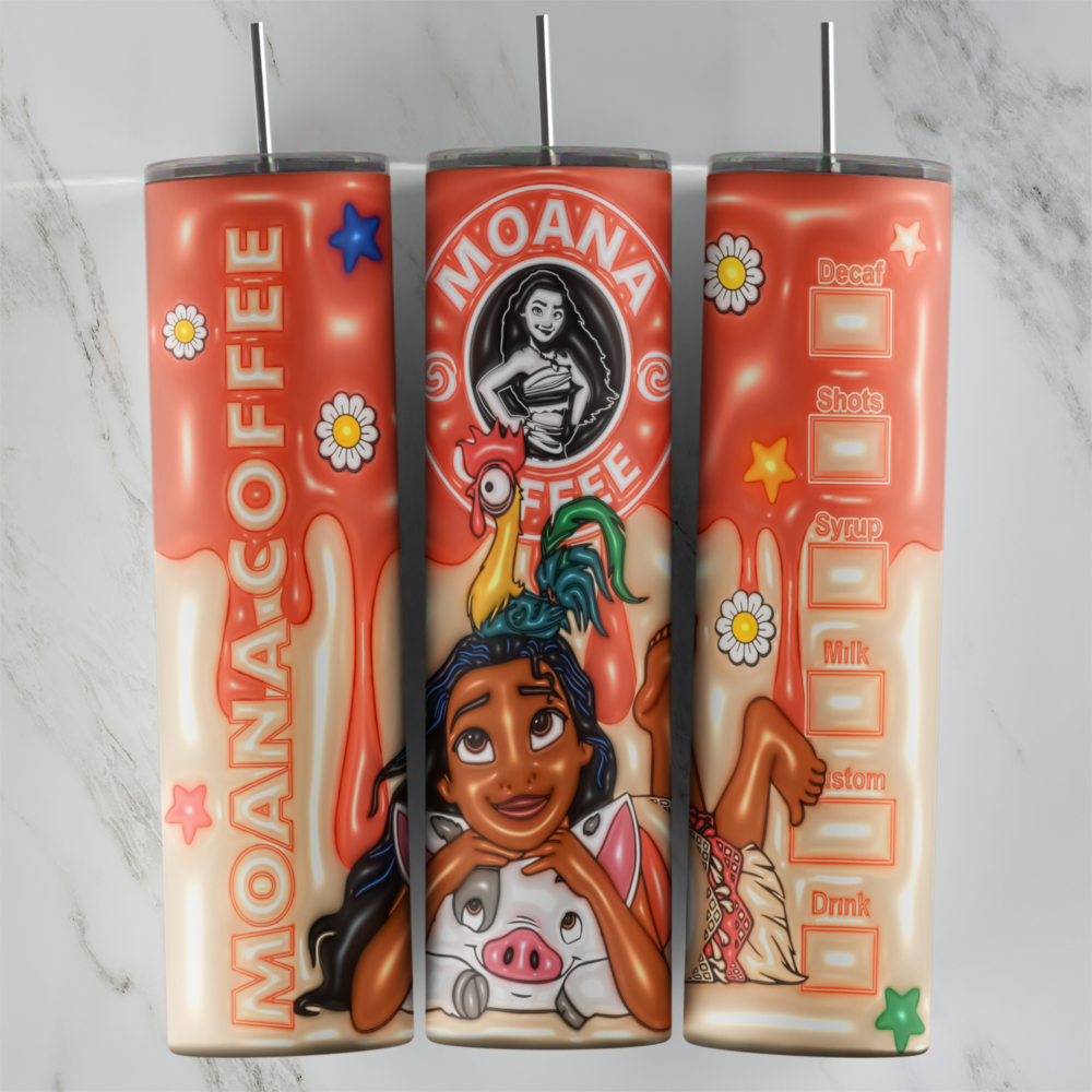 20 Oz 3D Moana Tumbler Cup Design
