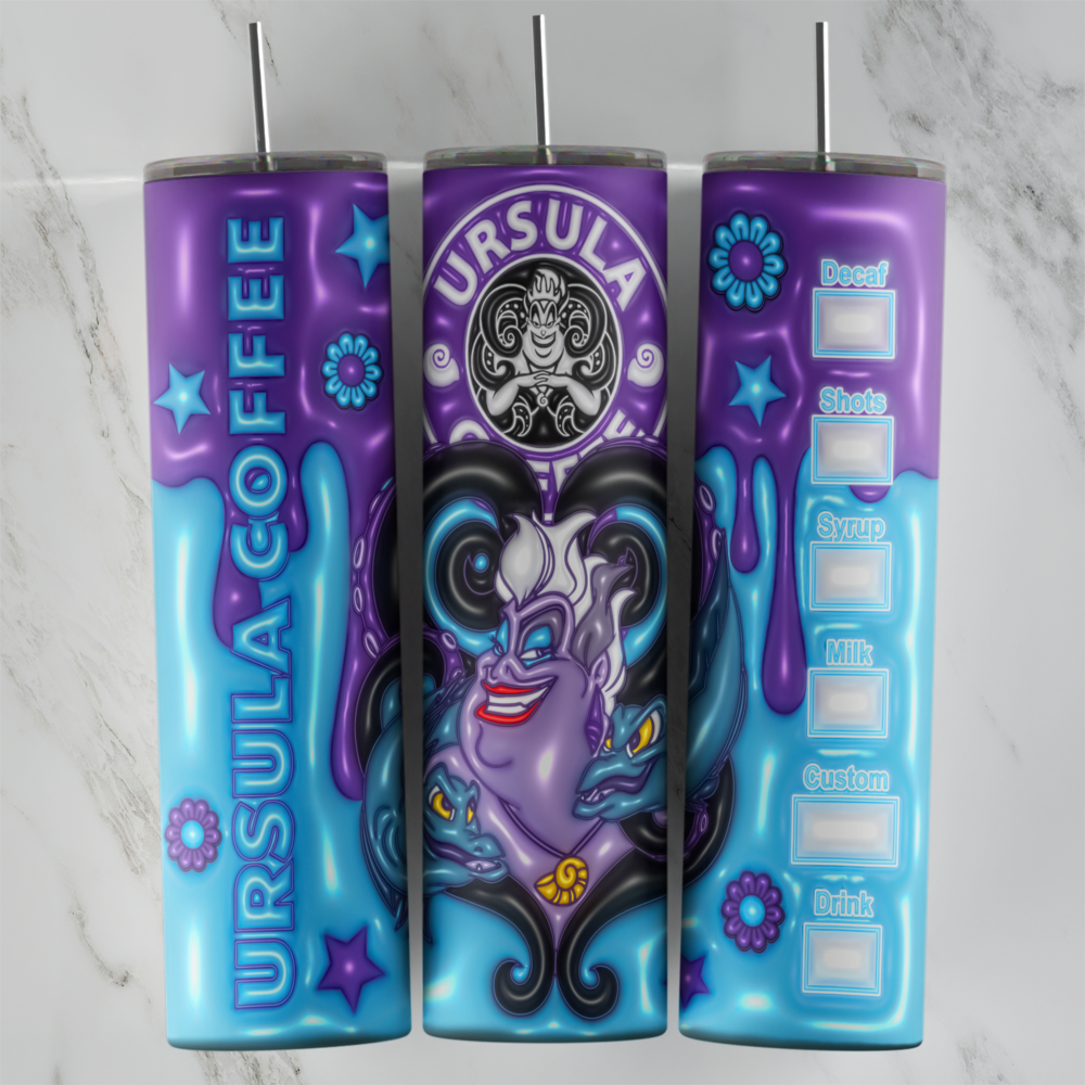 20 Oz 3D Ursula Starbucks Type Tumbler Cup Design