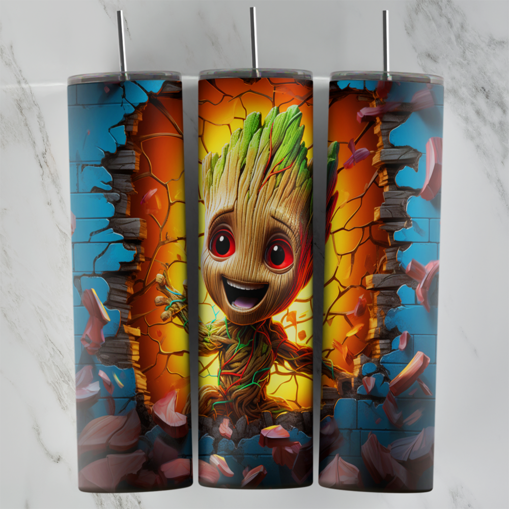 20 Oz 3D Baby Groot Tumbler Cup Design