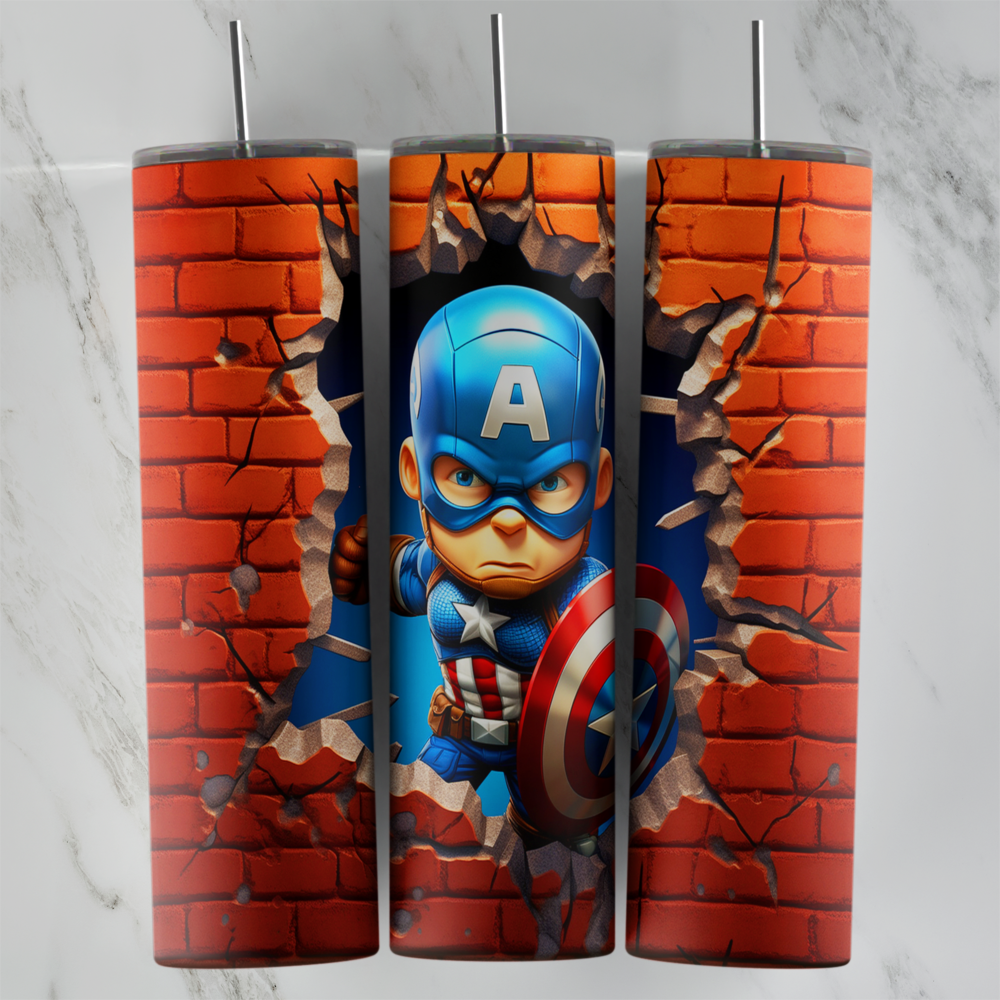 20 Oz 3D Captain America Tumbler Cup Design
