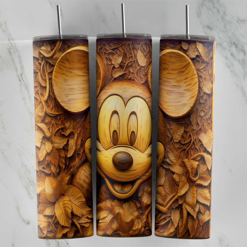 20 Oz 3D Mickey Mouse Golden Carved Face Tumbler Cup Design