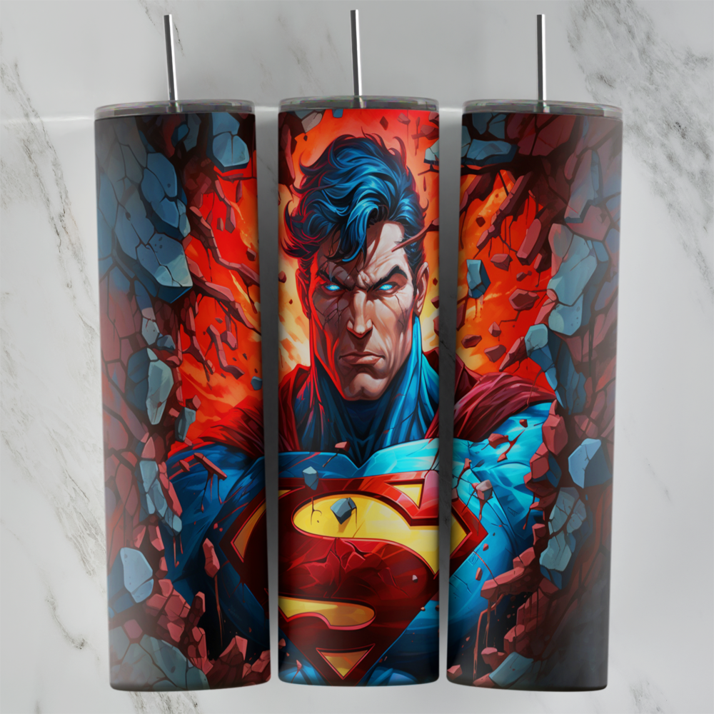 20 Oz 3D Superman Tumbler Cup Design