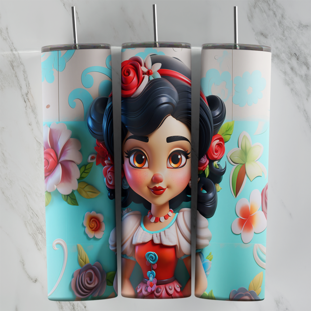 20 Oz 3D Disney Princess Tumbler Cup Design