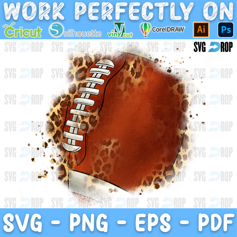 American Football Leopard Patches Angled Laces PNG