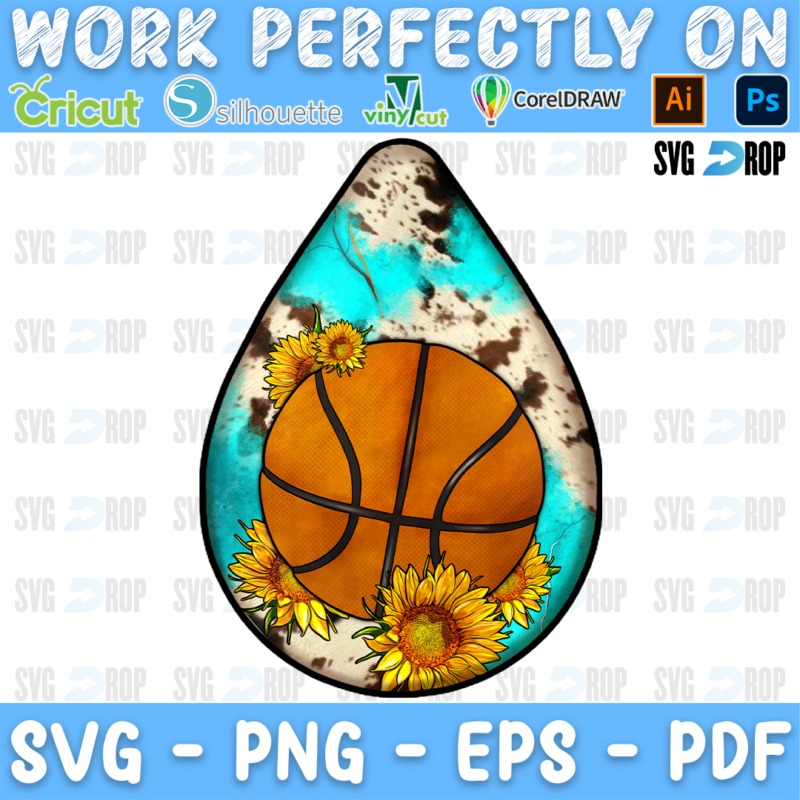 Basketball Cowhide Sunflower Teardrop PNG