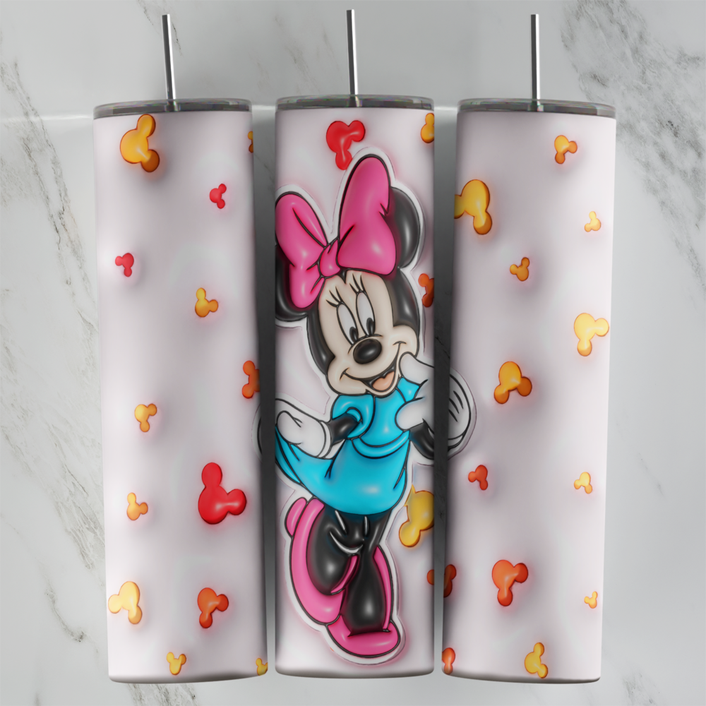20 Oz 3D Mickey Mouse Minnie Blue Dress Tumbler Cup Design