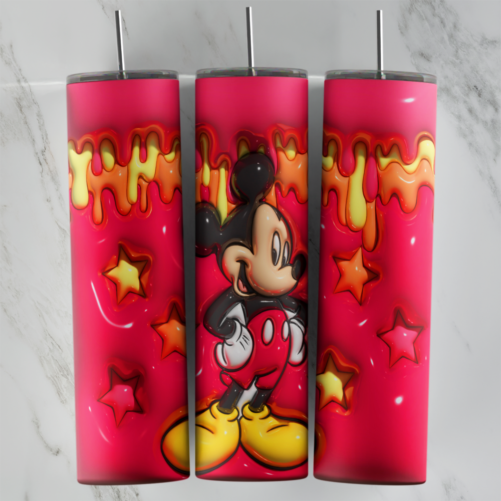 20 Oz 3D Mickey Mouse Pink Drip Stars Tumbler Cup Design