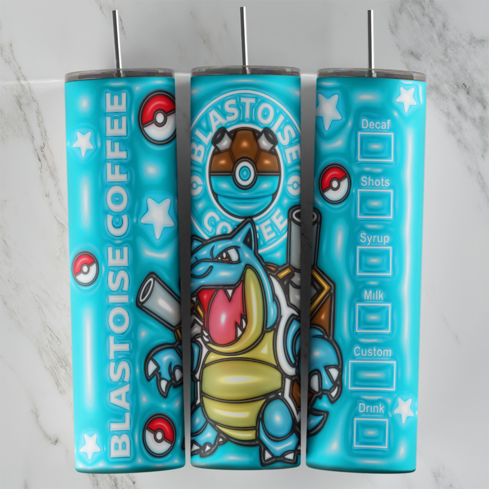 20 Oz 3D Pokemon Blastoise Coffee Tumbler Cup Design