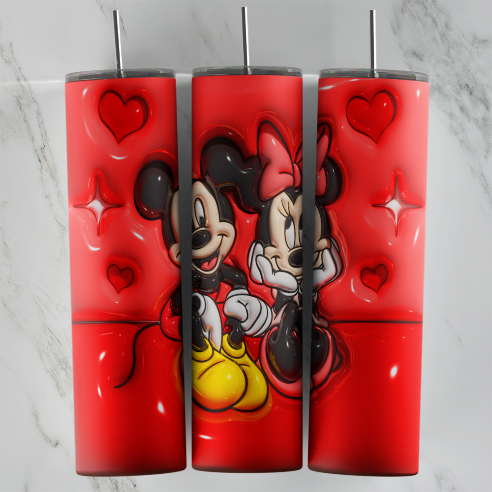 20 Oz 3D Mickey Mouse Red Hearts Tumbler Cup Design