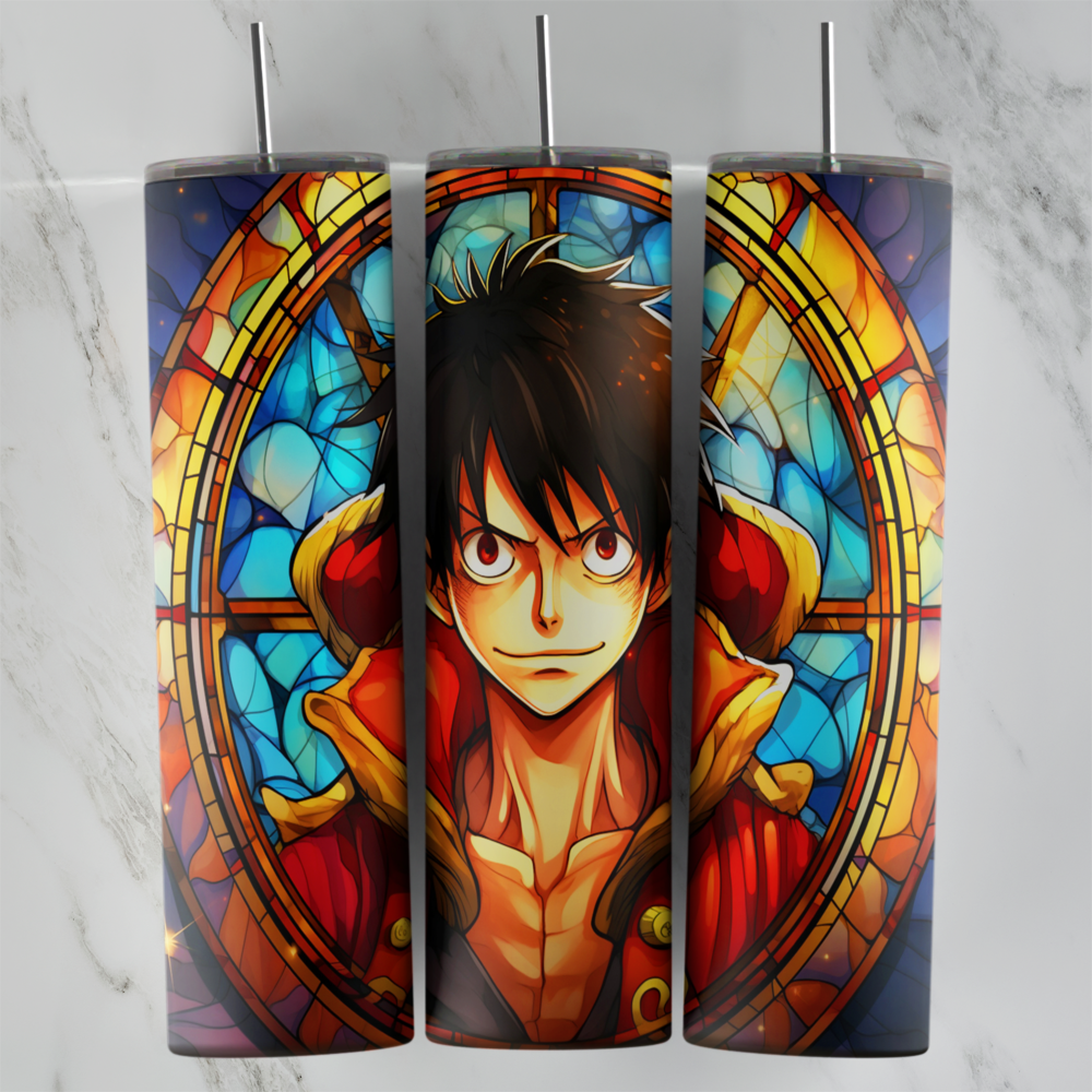 20 Oz 3D Anime Luffy Stained Glass Tumbler Cup Design