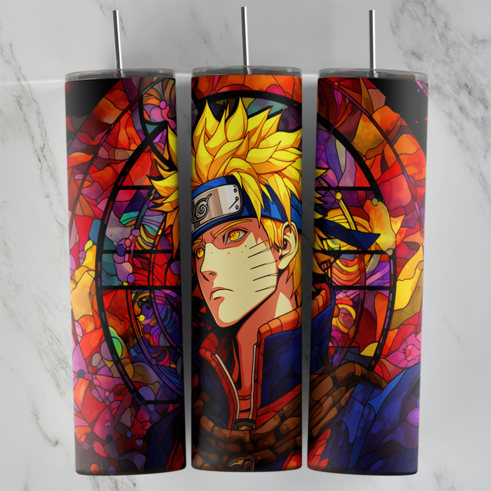 20 Oz 3D Anime Naruto Stained Glass Tumbler Cup Design