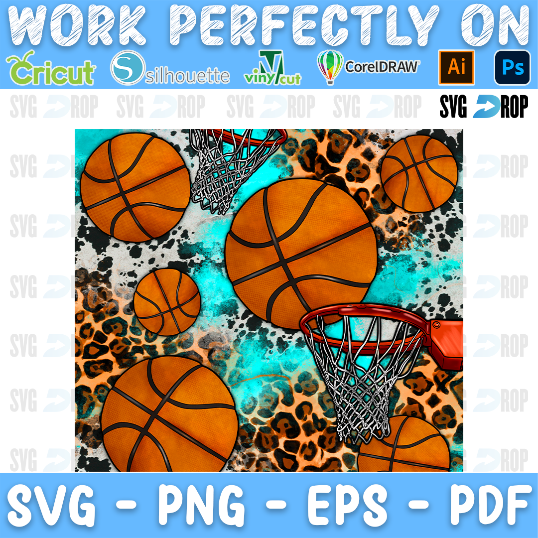 Basketball Leopard Hoop and Turquoise PNG