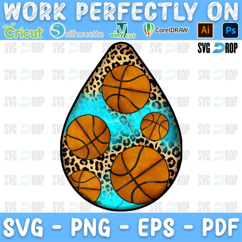 Basketball Leopard Teardrop PNG