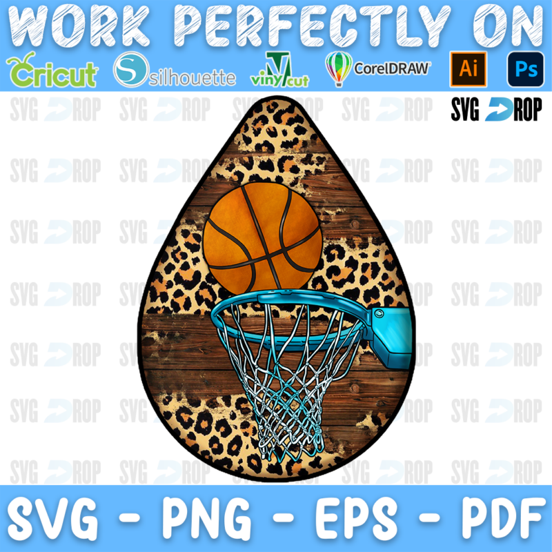 Basketball Leopard Teardrop Hoop PNG