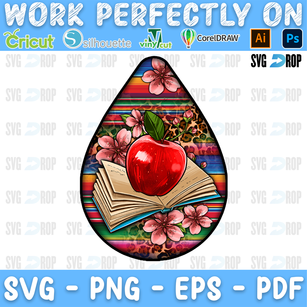 Teacher Teardrop Earrings PNG