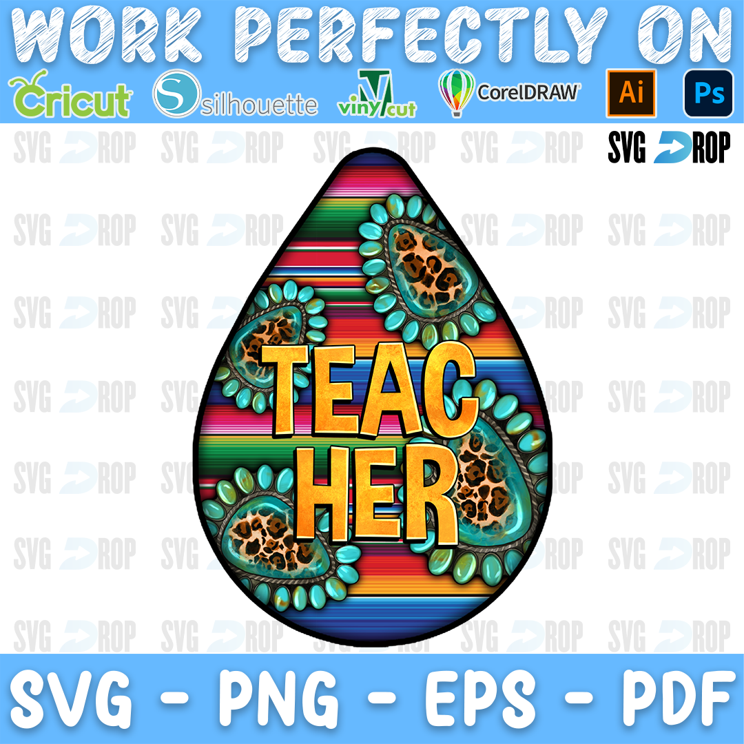 Teacher Teardrop Earrings Teac Her Turquoise PNG
