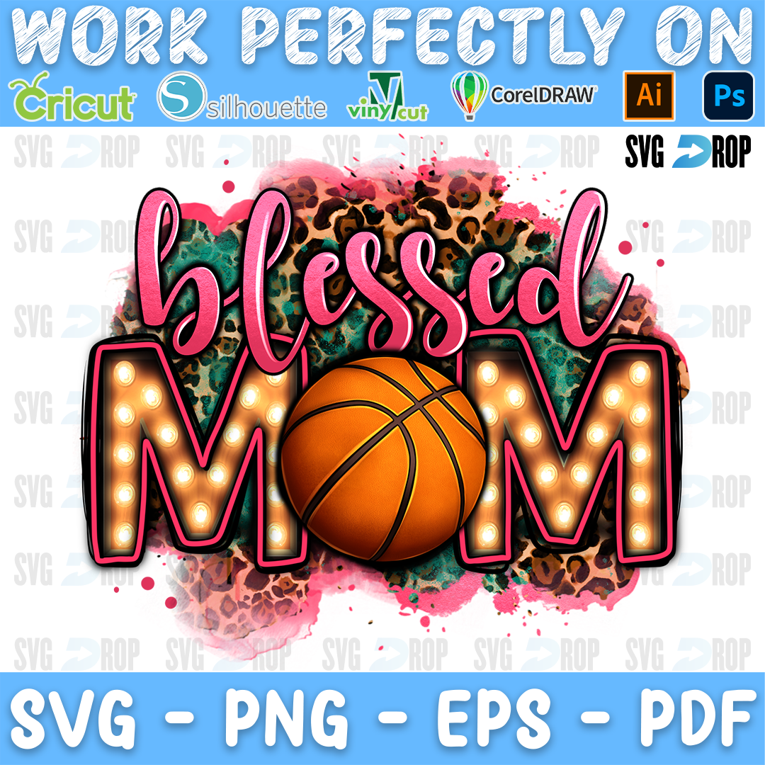 Blessed Basketball Mom Lightbulb Letters PNG