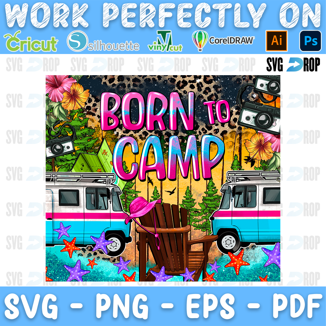 Born to Camp Retro Van Panel PNG