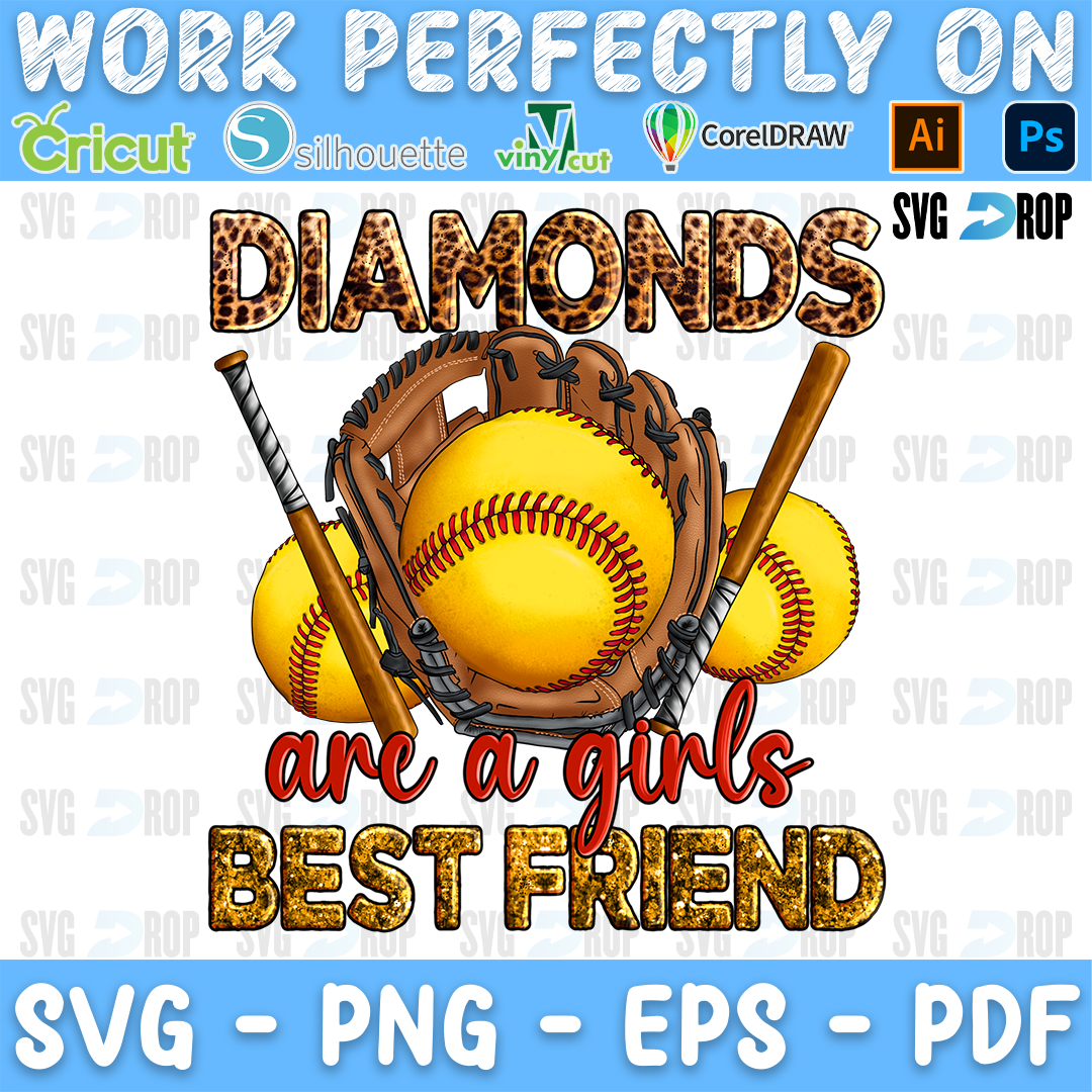 Diamonds Are a Girls Best Friend Softball PNG