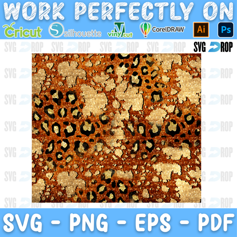 A gold glitter, cowhide and leopard print texture. Sublimation PNG