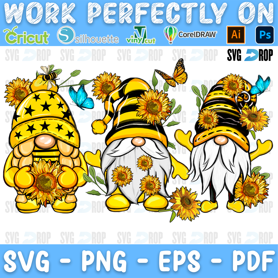 Gnomes Sunflowers PNG