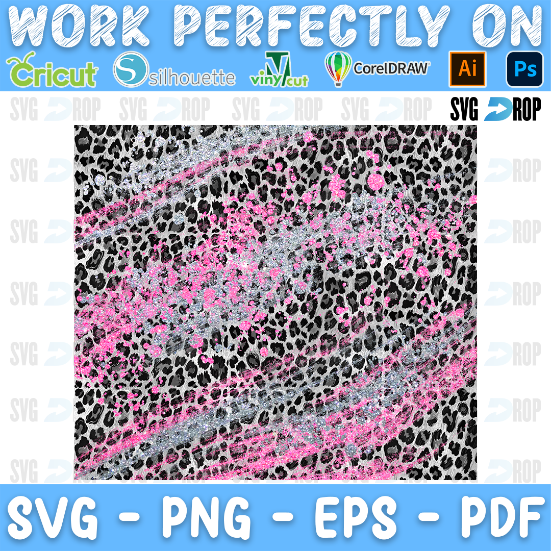 Grey Leopard Pink Glitter PNG