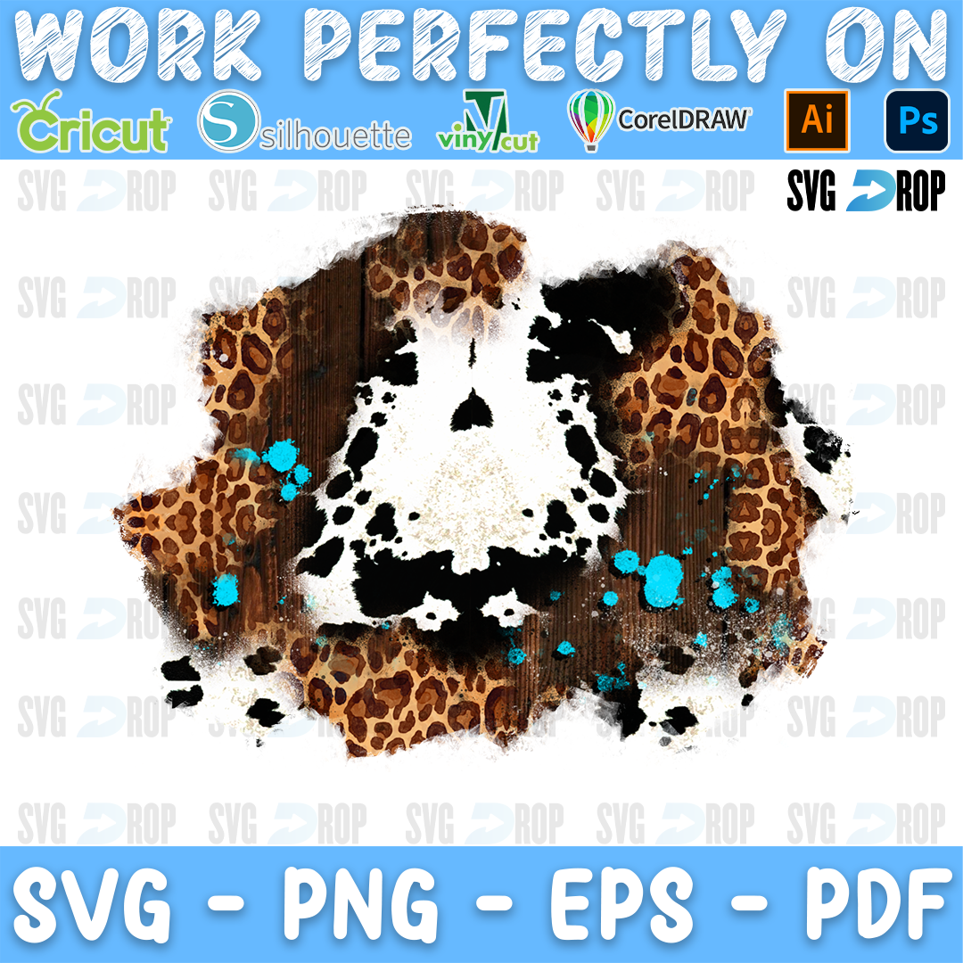 Leopard and Cowhide Patch Wood Grain Frame PNG