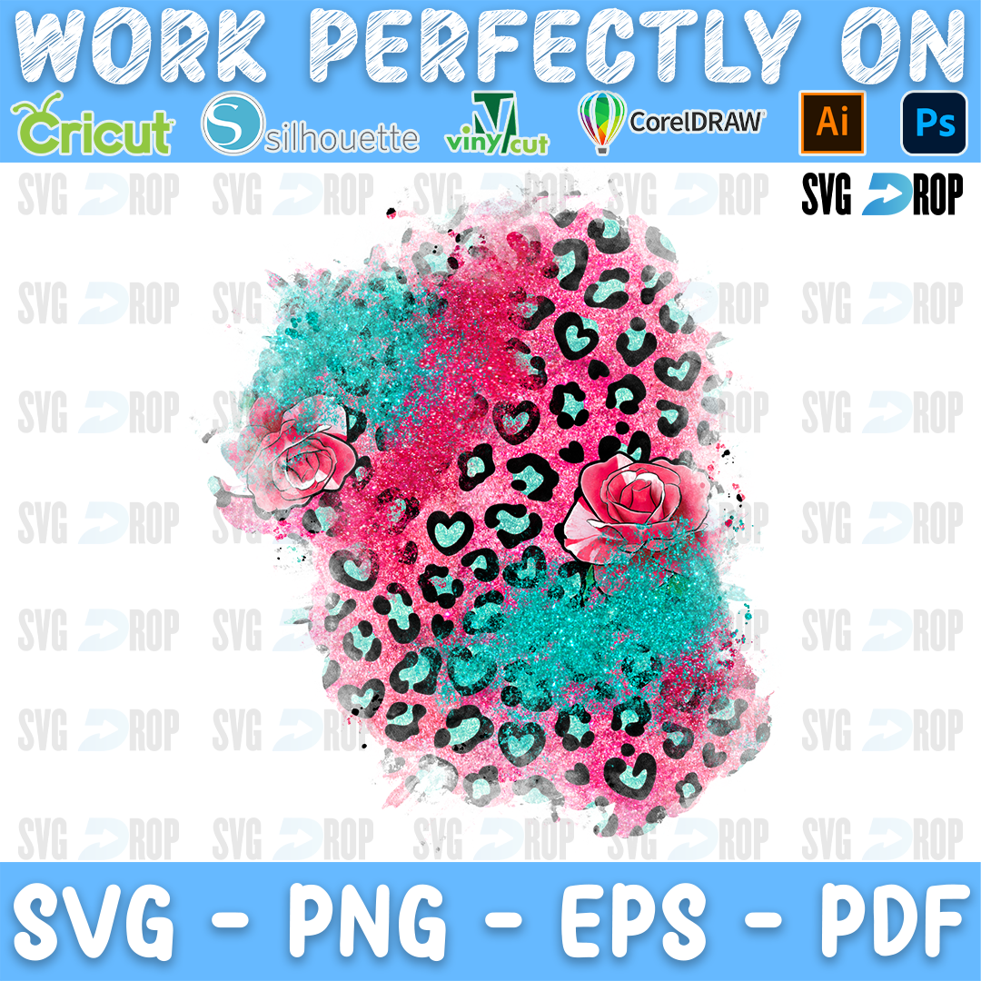 Valentines Day Pink Leopard Heart Patches PNG