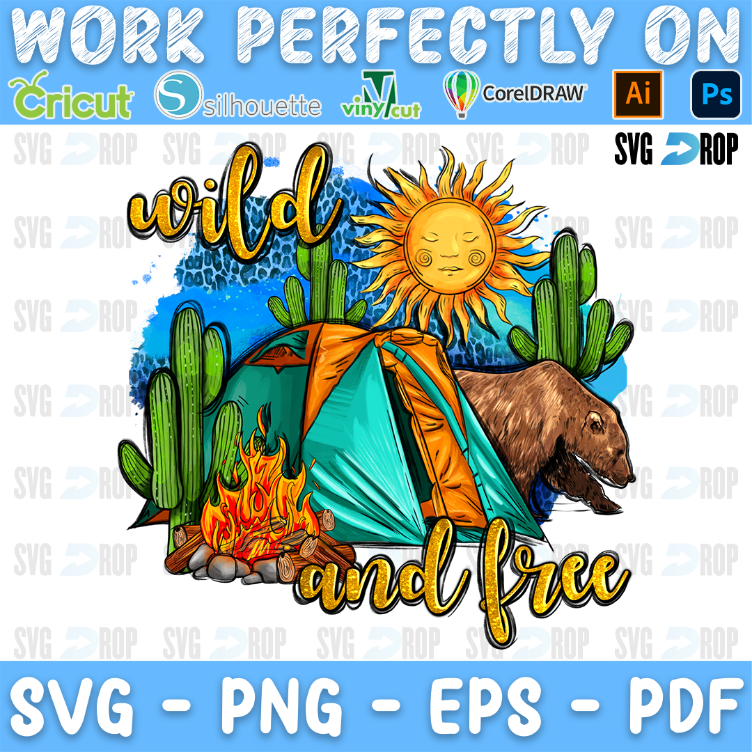 Wild and Free Camping Bear Desert PNG