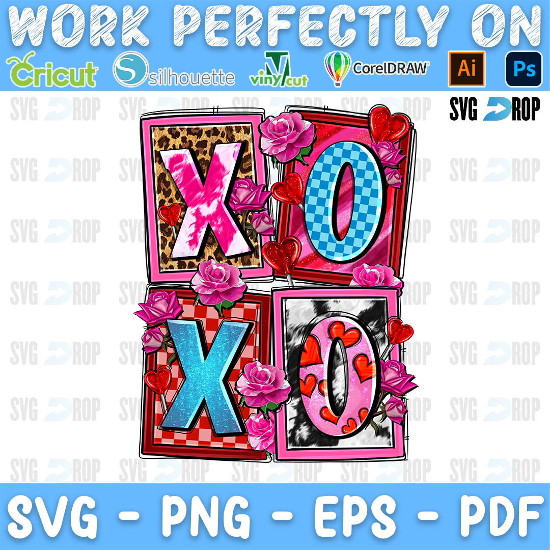 Xoxo With Roses and Candies PNG