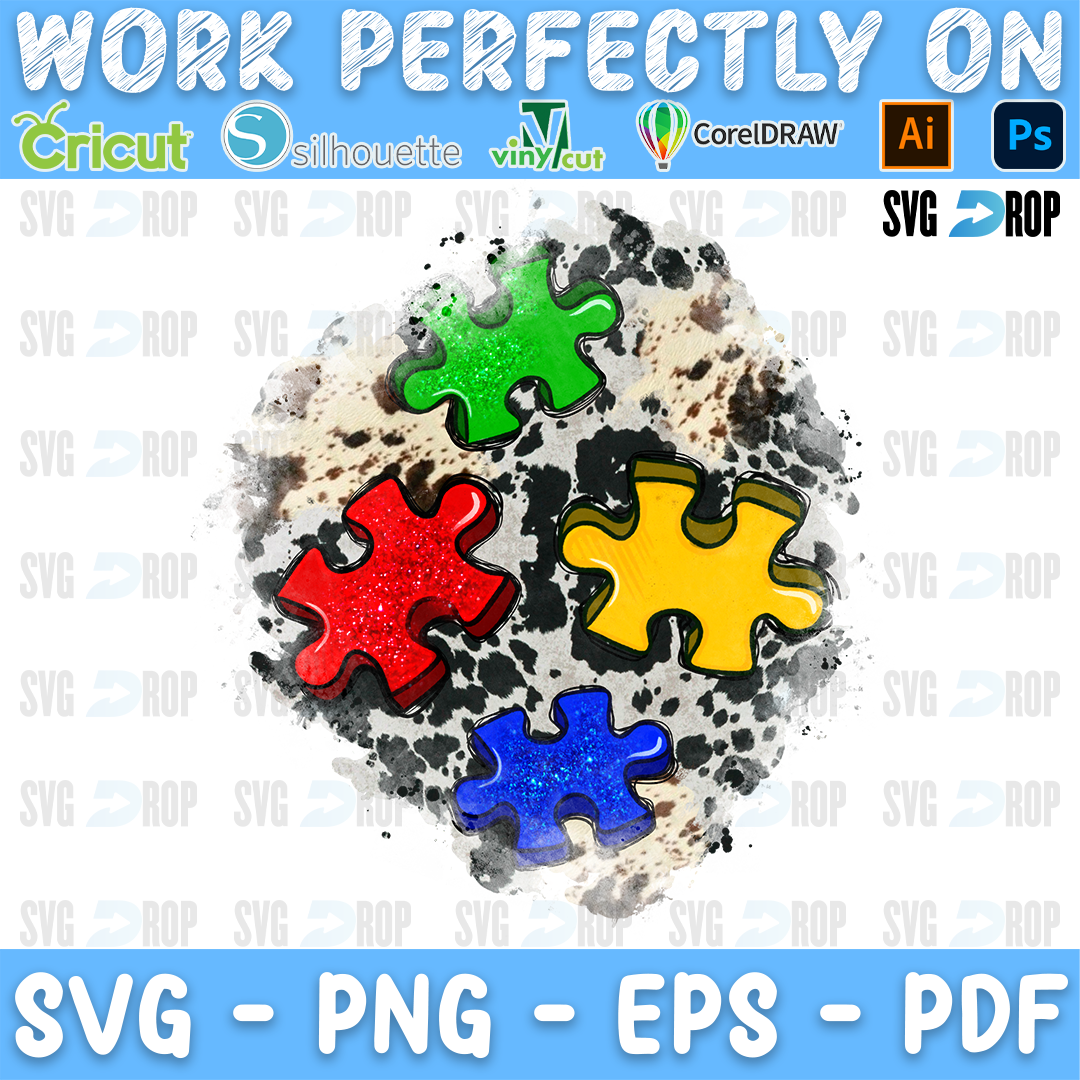 Autism Cowhide Patches Big Yellow Puzzle PNG