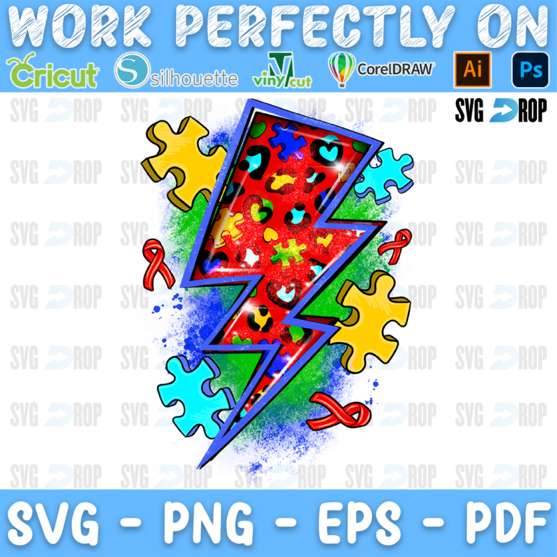 Autism Lightning Bolt PNG